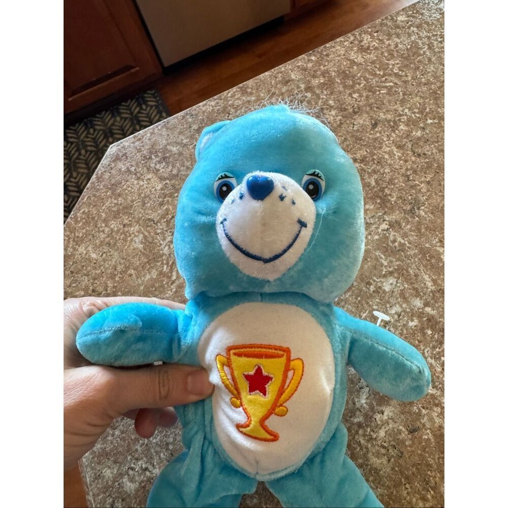 Vintage 2004 Care Bears Champion Bear Plush Blue Trophy Belly Nanco Licensed - Picture 5 of 5